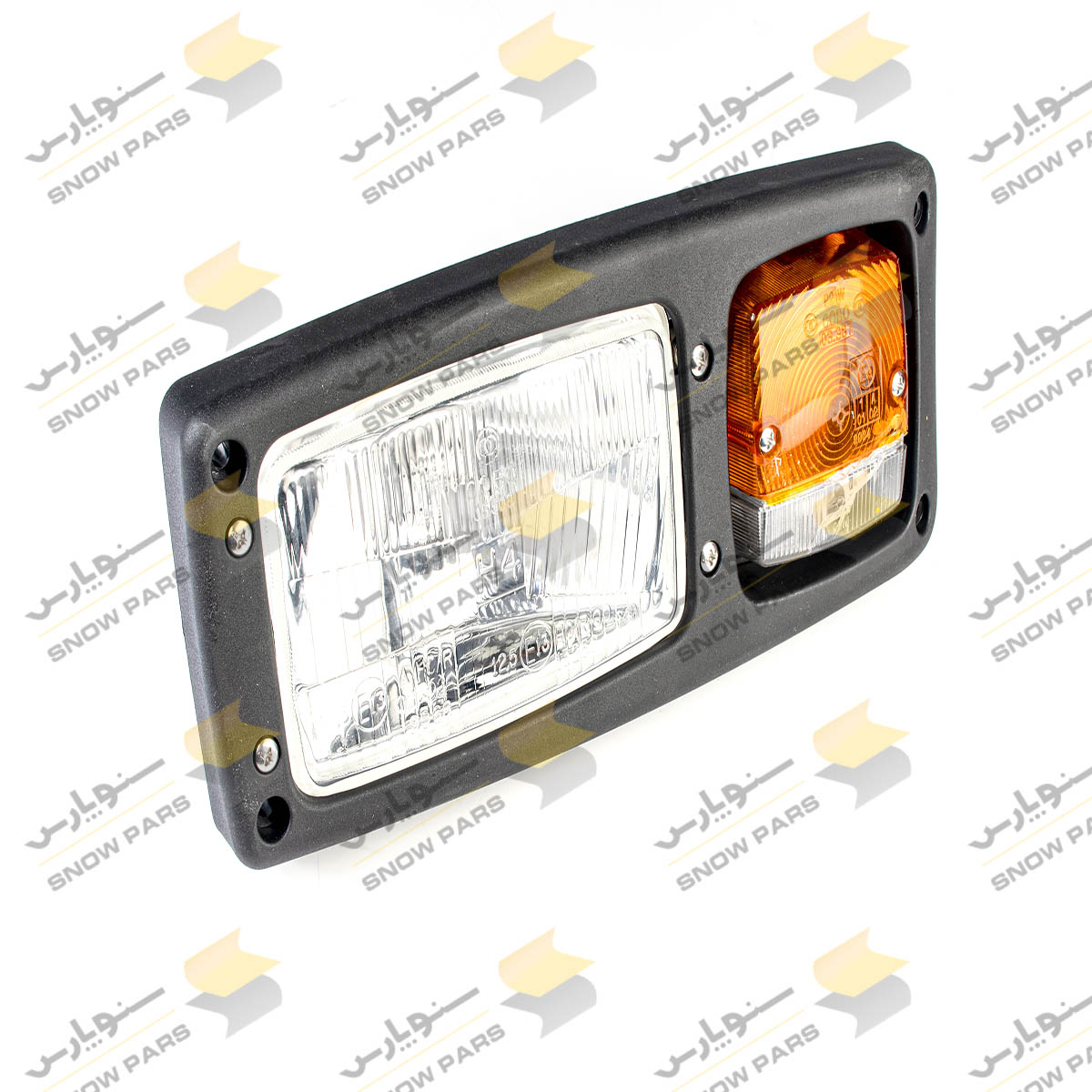 چراغ جلو با فریم سمت چپ زیر کابین بیل مکانیکی (طلق راهنما شکسته) HEAD LAMP WITH FRAME 24V, LEFT